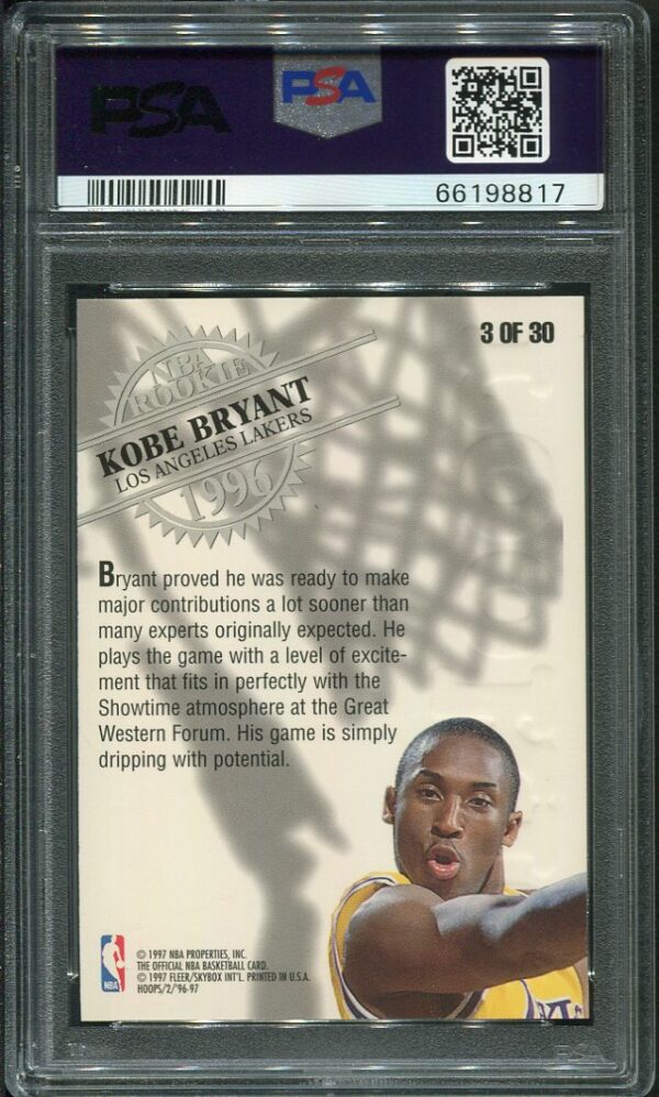 Authentic 1996 Hoops #3 Kobe Bryant PSA 9 Rookie Basketball Card