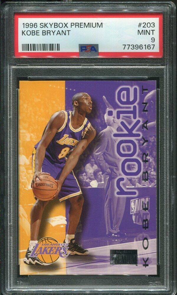 Authentic 1996 Skybox Premium #203 Kobe Bryant PSA 9 Rookie Basketball Card