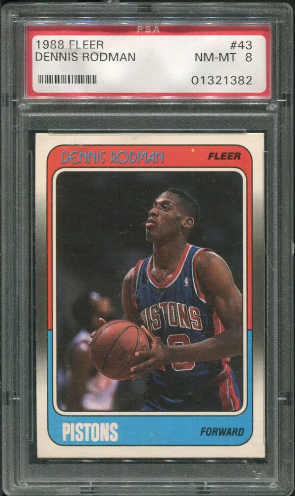 1988 Fleer #43 Dennis Rodman RC PSA 8