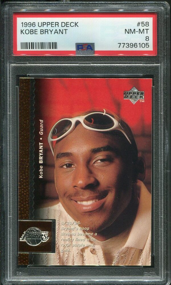Authentic 1996 Upper Deck #58 Kobe Bryant PSA 8 Rookie Basketball Card