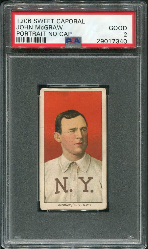 1909-11 T206 Sweet Caporal John McGraw (Portrait - No Cap) PSA 2 Baseball Card