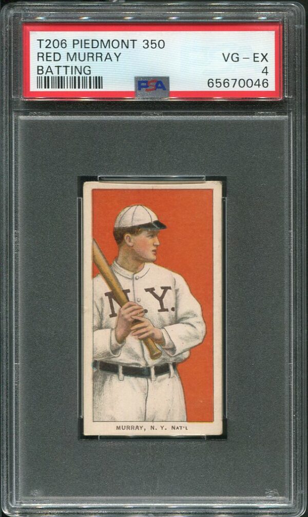 1909-11 T206 Piedmont 350 Red Murray (Batting) PSA 4 Baseball Card