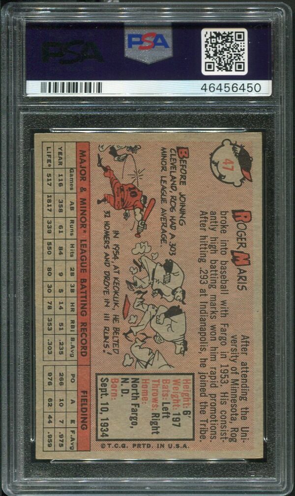 1958 Topps #47 Roger Maris PSA 6 Rookie Baseball Card