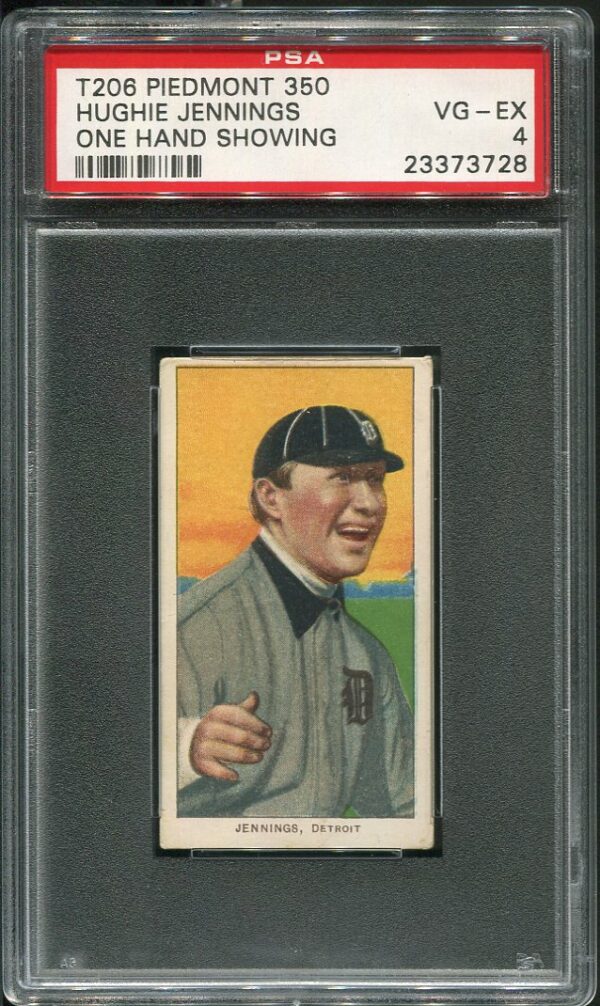 1909-11 T206 Piedmont 350 Hughie Jennings (One Hand Showing) PSA 4 Baseball Card