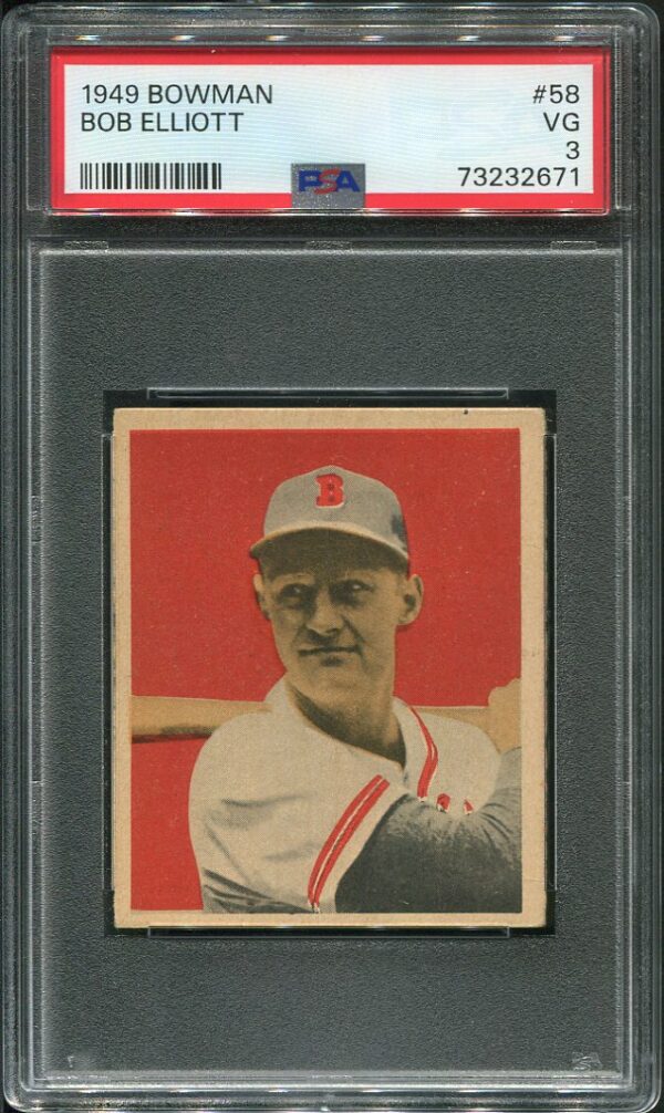 Authentic 1949 Bowman #58 Bob Elliott PSA 3 Baseball Card
