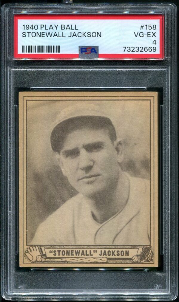 Authentic 1940 Play Ball #158 Travis "Stonewall" Jackson PSA 4 Vintage Baseball Card