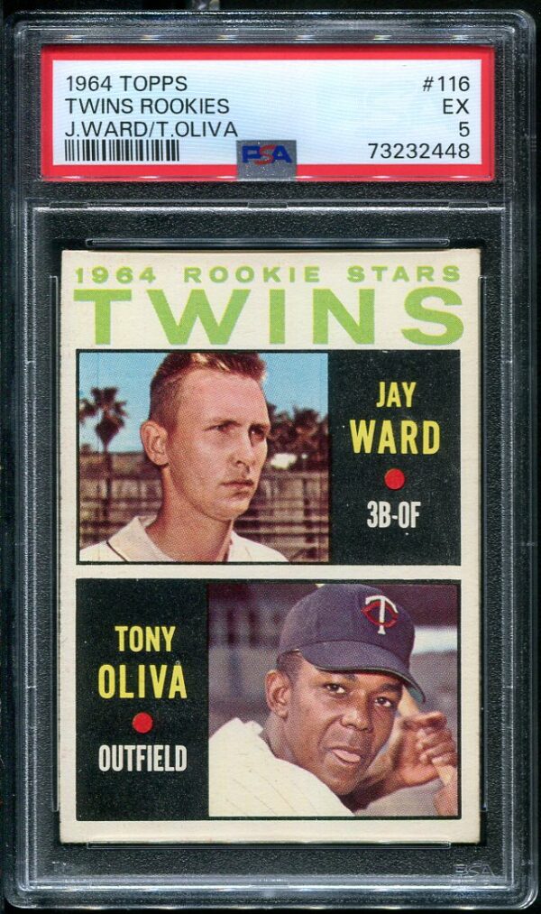 Authentic 1964 Topps #116 Twins Rookies Tony Oliva PSA 5 Baseball Card