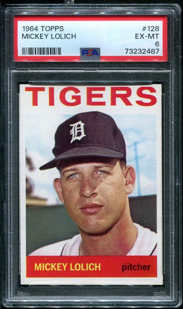 Authentic 1961 Topps #128 Mickey Lolich Rookie PSA 6 Baseball Card