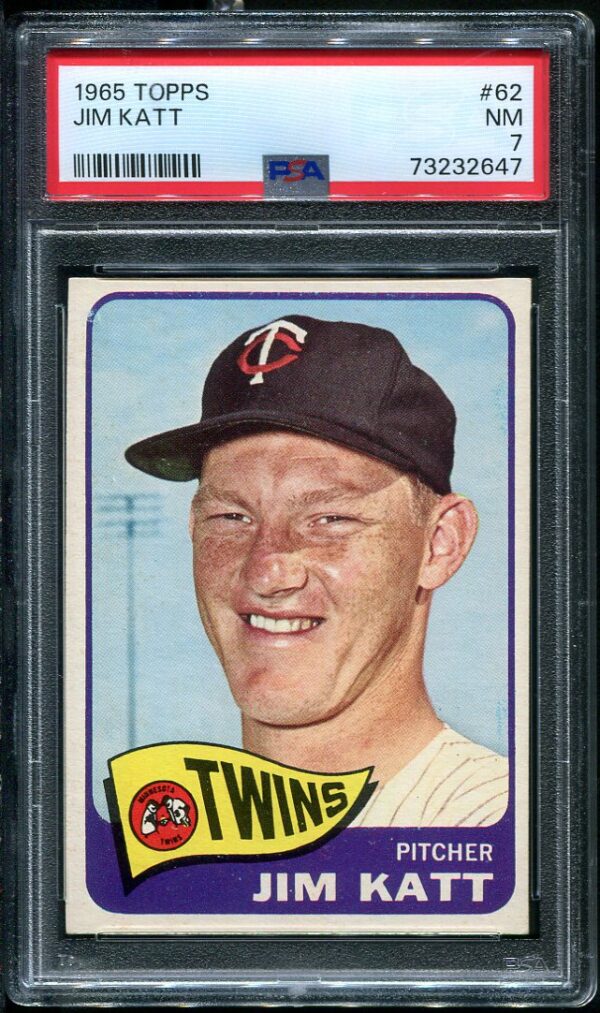 Authentic 1965 Topps #62 Jim Kaat PSA 7 Baseball Card