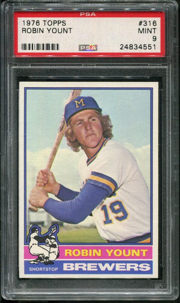 Authentic 19756 Topps #316 Robin Yount PSA 9 Baseball Card