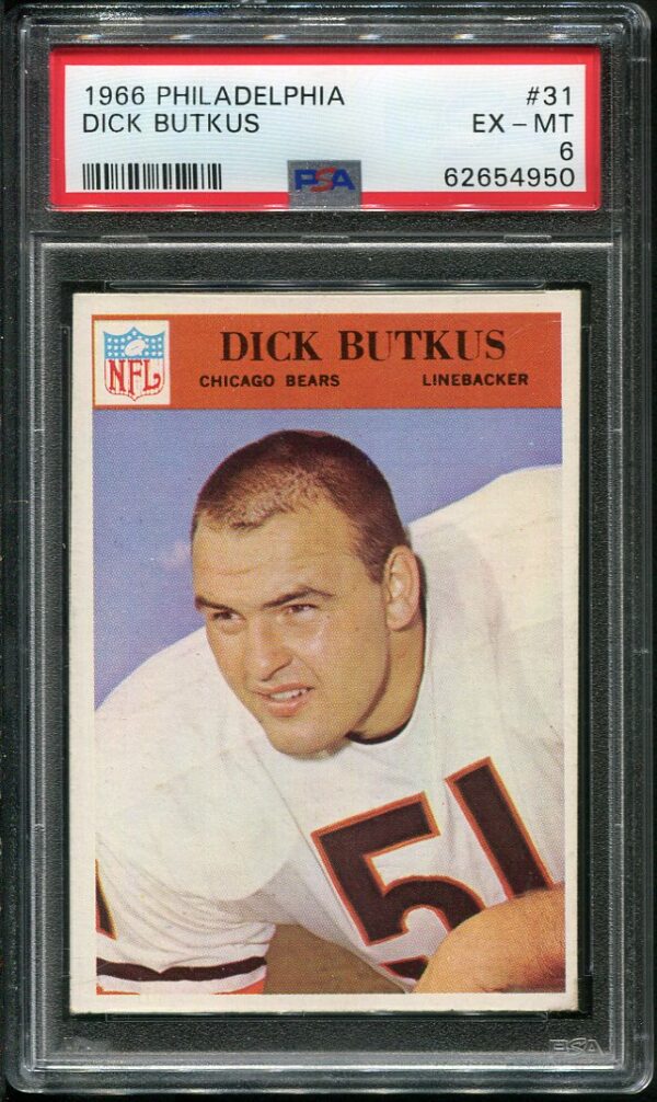 Authentic 1966 Philadelphia #72 Dick Butkus PSA 6 Rookie Football Card