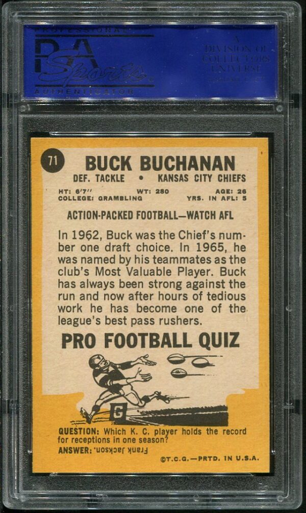 Authentic 1967 Topps #71 Buck Buchanan PSA 8 Football Card