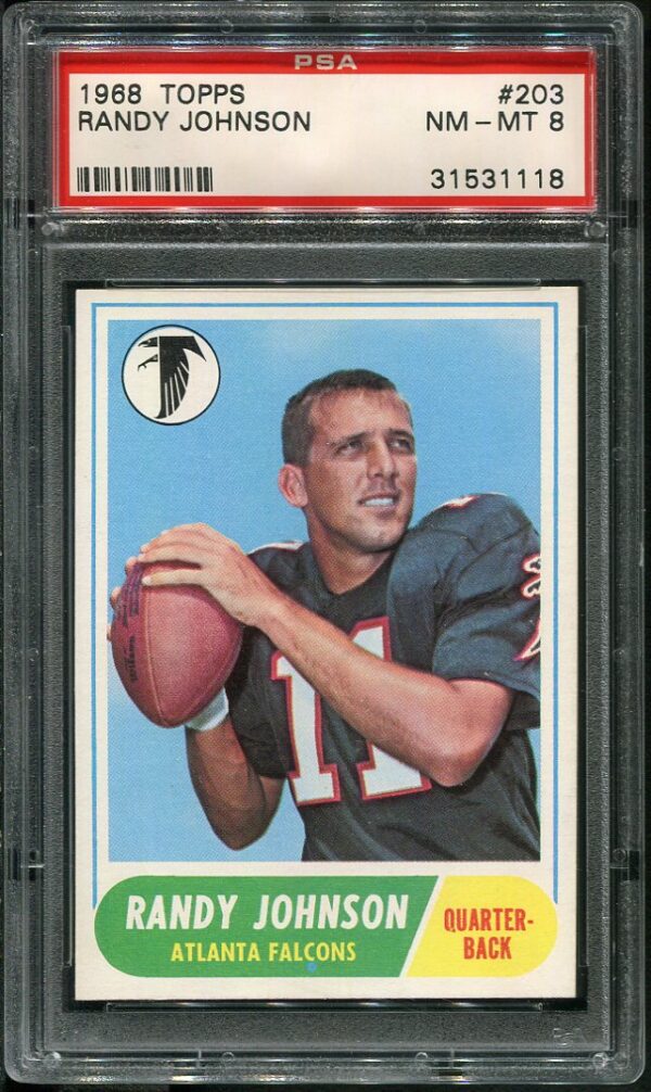 Authentic 1968 Topps #203 Randy Johnson PSA 8 Football Card