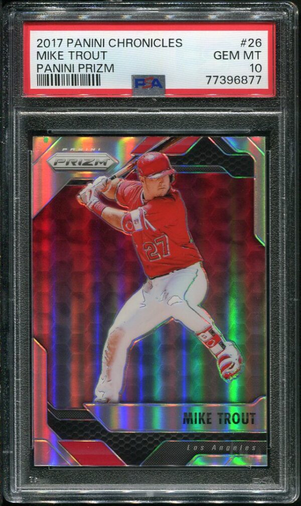 Authentic 2017 Panini Chronicles Prizm #26 Mike Trout PSA GEM MINT 10 Baseball Card