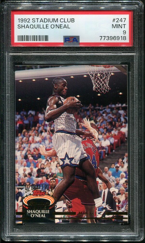 Authentic 1992 Stadium Club #247 Shaquille O'Neal PSA 9 Rookie Basketball Card