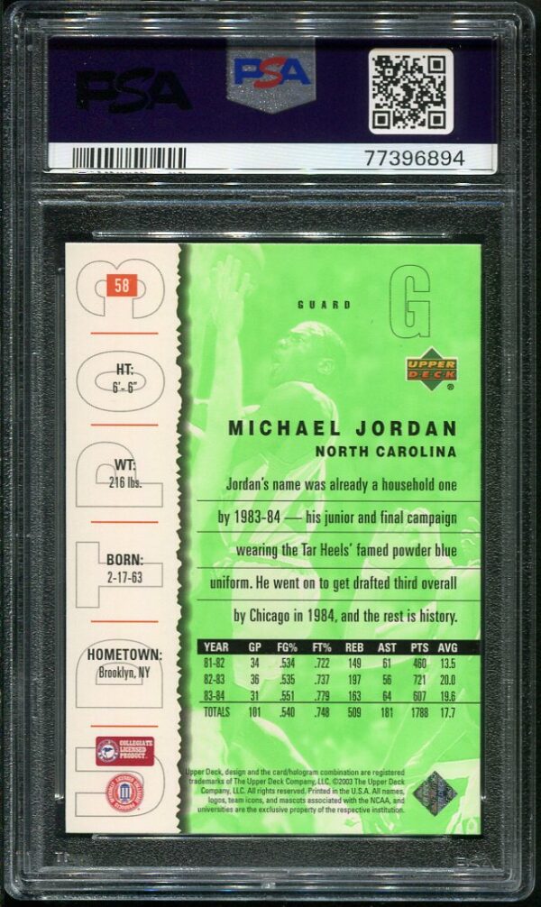 Authentic 2003 Upper Deck Top Prospects #58 Michael Jordan PSA 9 Basketball Card