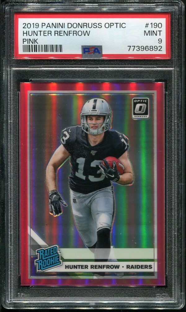 Authentic 2019 Panini Donruss Optic #190 Hunter Renfrow Pink Prizm PSA 9 Rookie Football Card