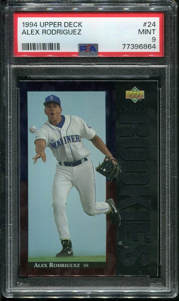 Authentic 1994 Upper Deck #24 Alex Rodriguez PSA 9 Rookie Baseball Card