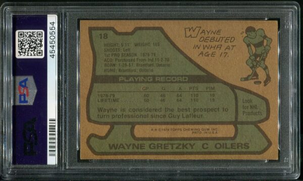 Authentic 1979 Topps #18 Wayne Gretzky PSA 5 Rookie Hockey Card