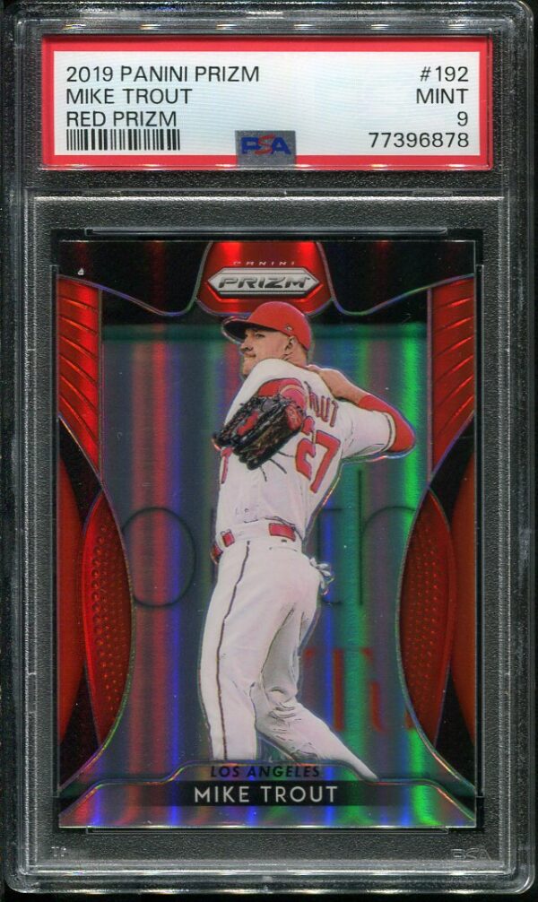 Authentic 2019 Panini Red Prizm #192 Mike Trout PSA 9 Baseball card