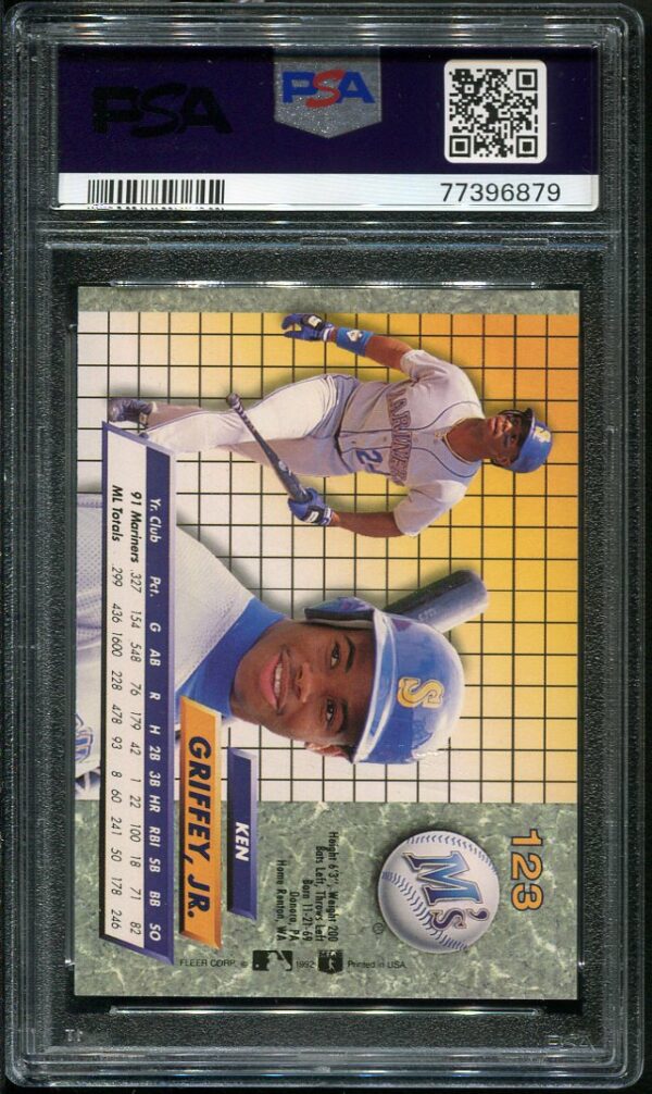 Authentic 1992 Fleer Ultra #123 Ken Griffey, Jr. PSA GEM MINT 10 Baseball Card