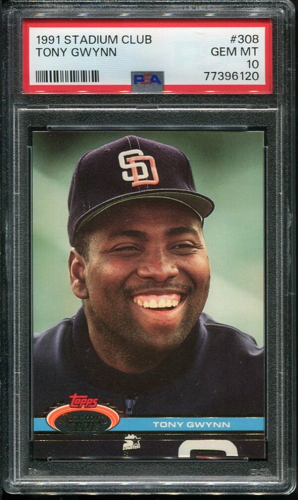Authentic 1991 Topps Stadium Club #308 Tony Gwynn PSA 10 Baseball Card