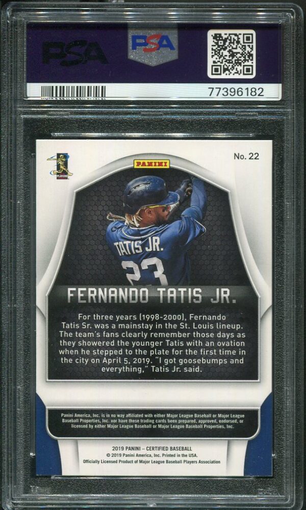 Authentic 2019 Panini Chronicles #22 Fernando Tatis Jr. PSA 9 Rookie Baseball Card