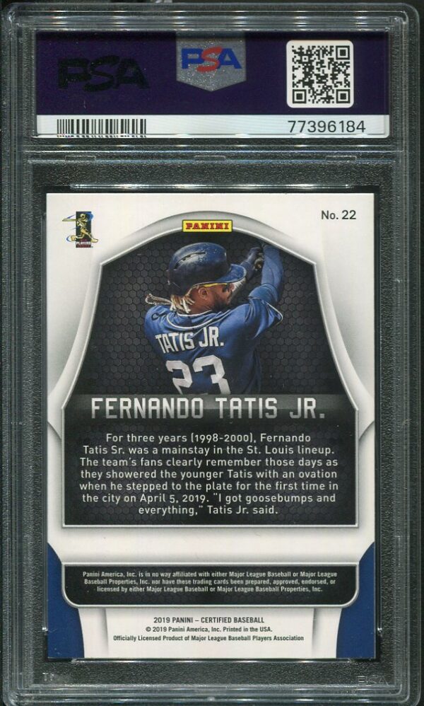 Authentic 2019 Panini Chronicles #22 Fernando Tatis Jr. PSA 9 Rookie Baseball Card