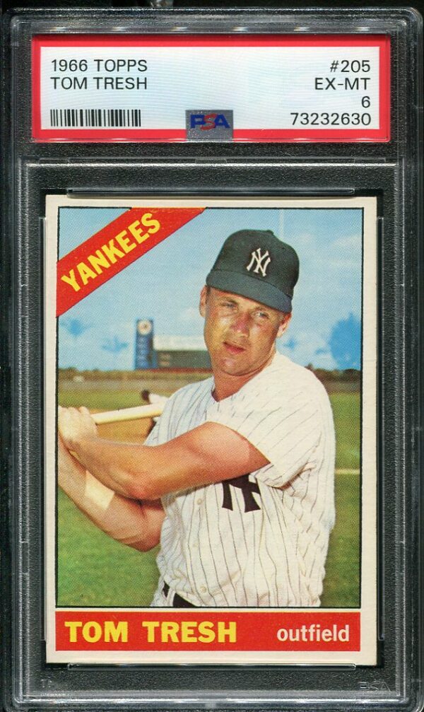 Authentic 1966 Topps #205 Tom Tresh PSA 6 Baseball Card