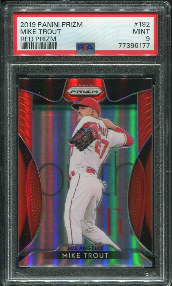 Authentic 2019 Panini Red Prizm #192 Mike Trout PSA 9 Baseball Card