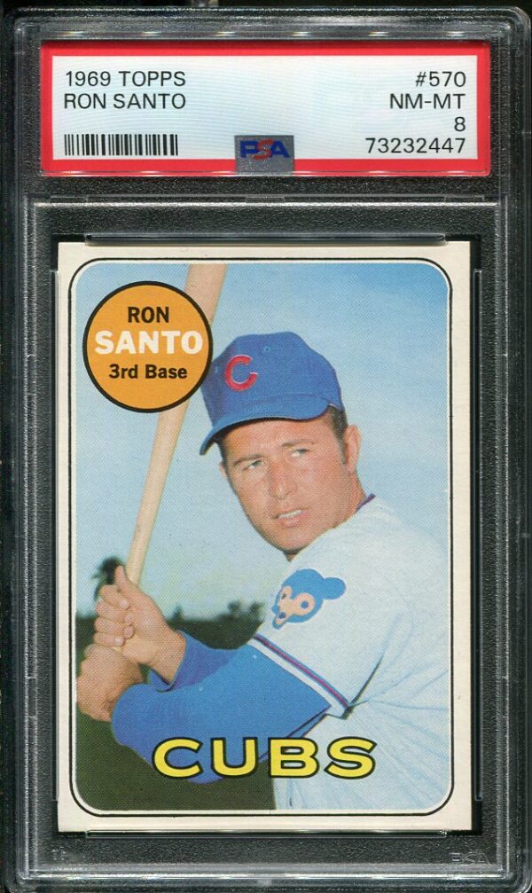 Authentic 1969 Topps #570 Ron Santo PSA 8 Baseball Card