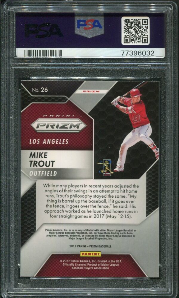 Authentic 2017 Panini Chronicles #26 Mike Trout PSA 10 Baseball Card