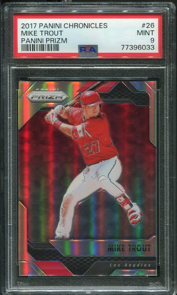 Authentic 2017 Panini Chronicles #26 Mike Trout PSA 9 Baseball Card