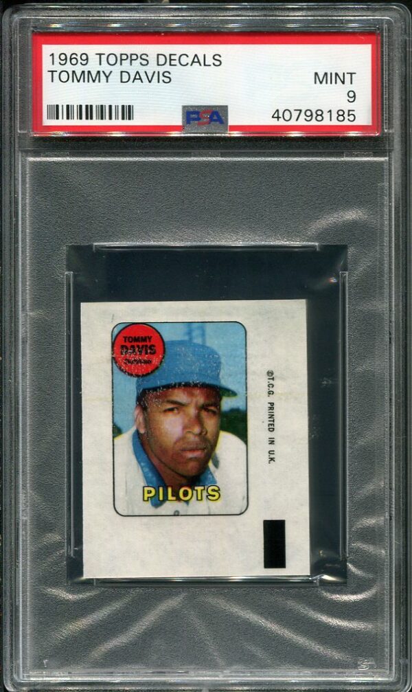 Authentic Tommy Davis 1969 Topps Decal MINT PSA 9 grade