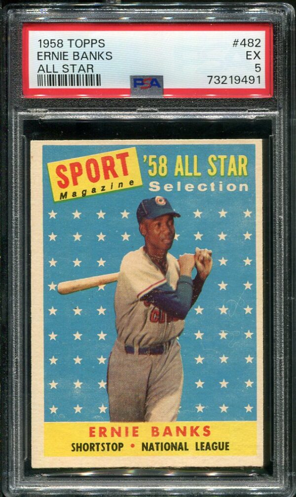 Authentic 1958 Topps #482 Ernie Banks All Star PSA 5 Baseball Card