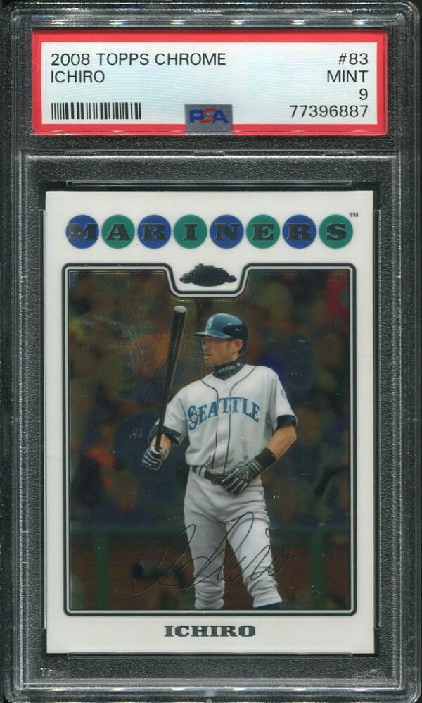 Authentic 2008 Topps Chrome #83 Ichiro Suzuki PSA 9 Baseball Card