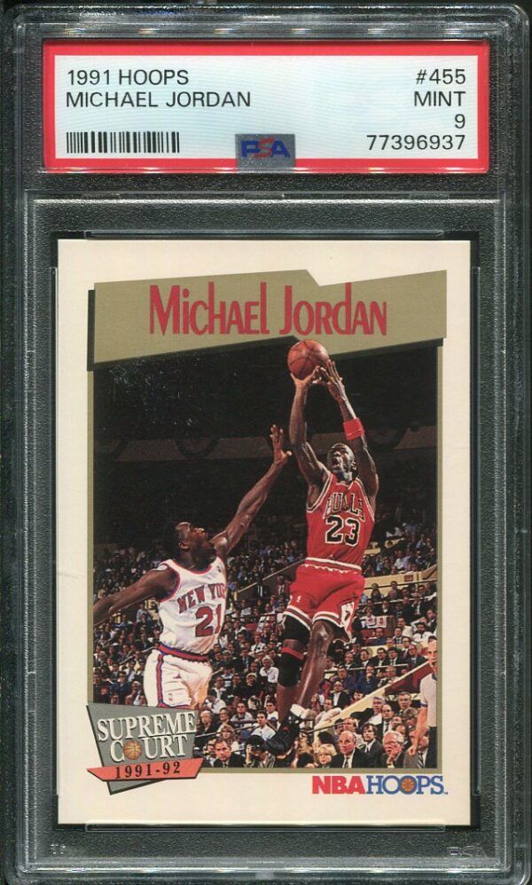 Authentic 1991 Hoops #455 Michael Jordan PSA 9 Basketball Card