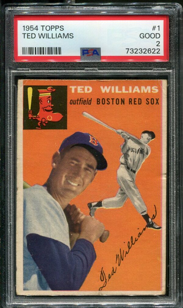 Authentic 1954 Topps #1 Ted Williams PSA 2 Baseball Card