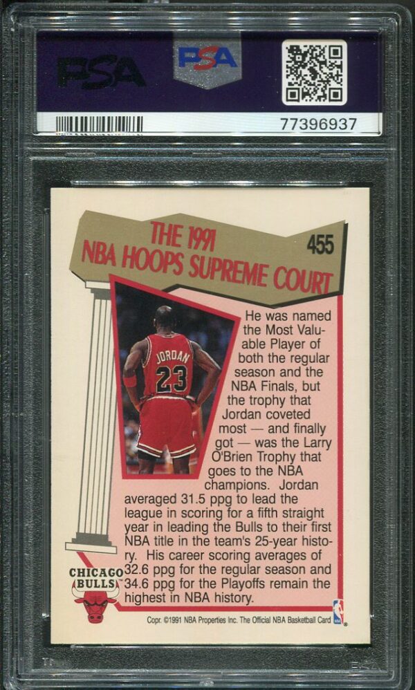 Authentic 1991 Hoops #455 Michael Jordan PSA 9 Basketball Card