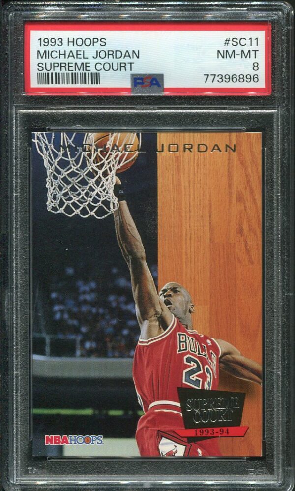 Authentic 1993 Hoops #SC11 Michael Jordan Supreme Court PSA 8 Basketball Card