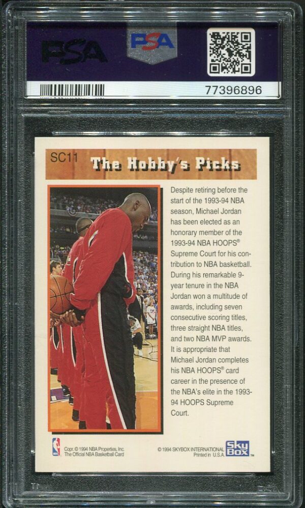 Authentic 1993 Hoops #SC11 Michael Jordan Supreme Court PSA 8 Basketball Card