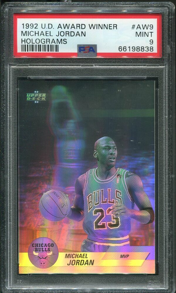 Authentic 1992 Upper Deck Award Winner #AW9 Michael Jordan PSA 9 Hologram Basketball Card