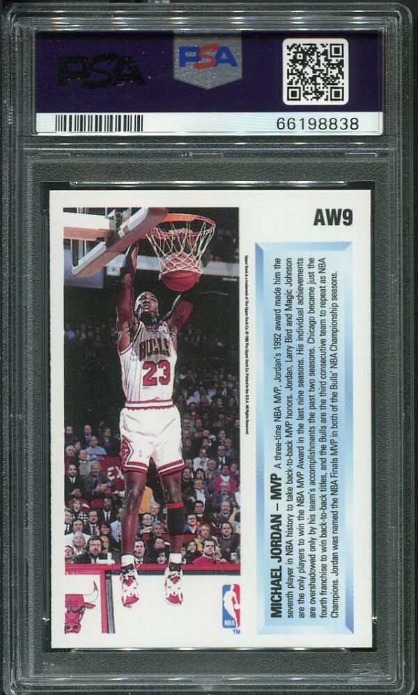 Authentic 1992 Upper Deck Award Winner #AW9 Michael Jordan PSA 9 Hologram Basketball Card