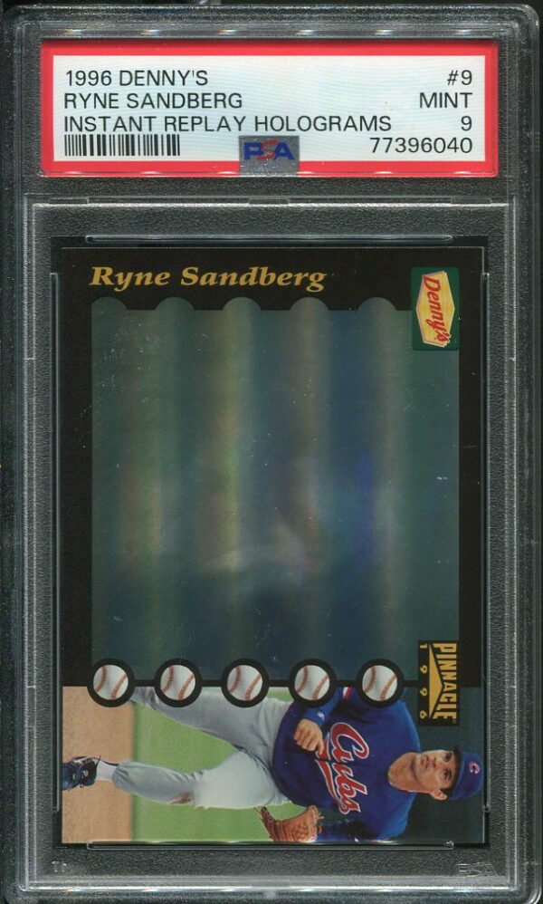 Authentic 1996 Denny's #9 Ryne Sandberg Instant Replay Holograms PSA 9 Baseball Card