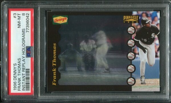 Authentic 1996 Denny's #3 Frank Thomas Instant Replay Holograms PSA 8 Baseball Card