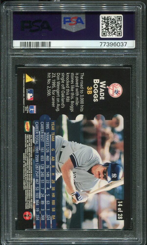 Authentic 1996 Denny's #14 Wade Boggs Instant Replay Holograms PSA 9 Baseball Card