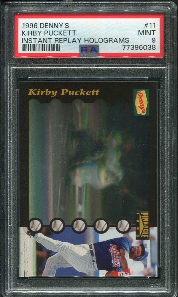 Authentic 1996 Denny's #11 Kirby Puckett Instant Replay Holograms PSA 9 Baseball Card