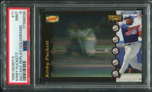 Authentic 1996 Denny's #11 Kirby Puckett Instant Replay Holograms PSA 9 Baseball Card