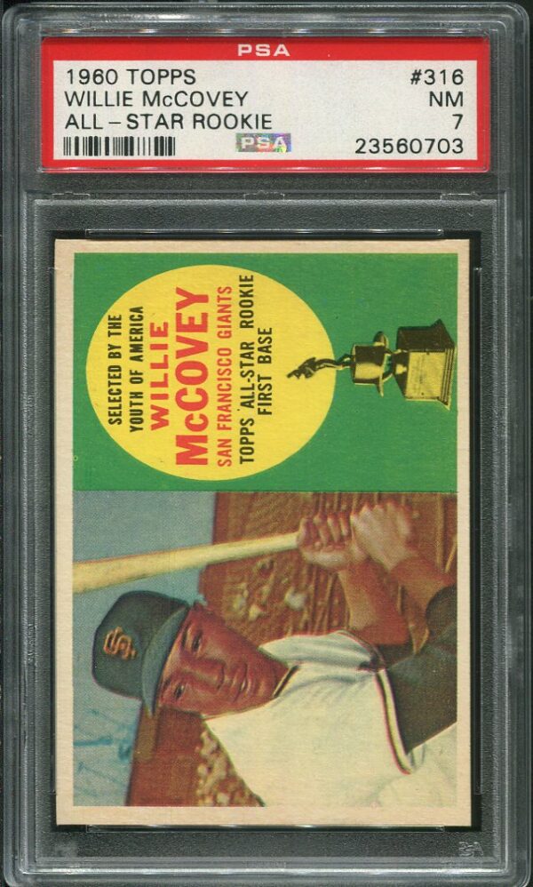 Authentic 1960 Topps #316 Willie McCovey PSA 7 All-Star Rookie Baseball Card