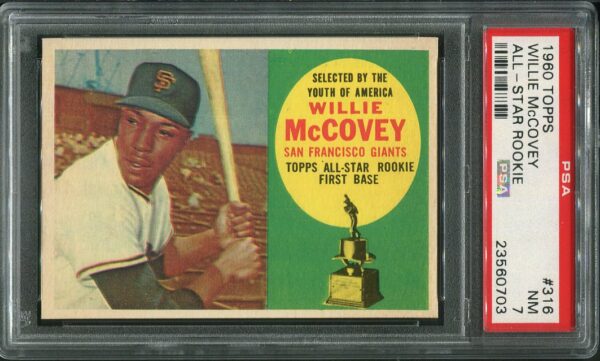 Authentic 1960 Topps #316 Willie McCovey PSA 7 All-Star Rookie Baseball Card